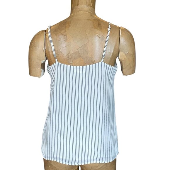 Socialite Camisole Tank Top Striped Scalloped V-Neck Sz S #343D - Picture 6 of 8